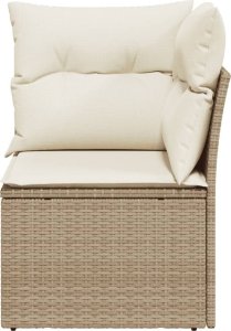 vidaXL Narożny moduł sofy z poduszkami, beżowy, polirattan 4