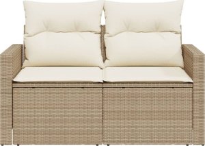 vidaXL Sofa ogrodowa z poduszkami, 2-osobowa, beż, polirattan 5