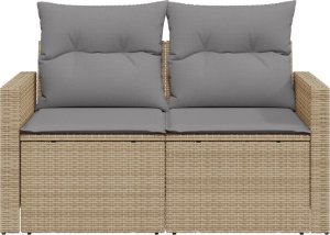 vidaXL Sofa ogrodowa z poduszkami, 2-osobowa, beż, polirattan 5