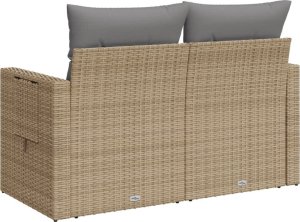 vidaXL Sofa ogrodowa z poduszkami, 2-osobowa, beż, polirattan 7