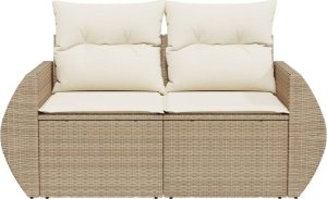 vidaXL Sofa ogrodowa z poduszkami, 2-osobowa, beż, polirattan 4