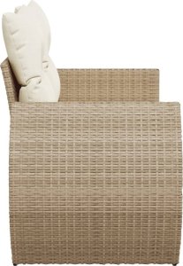 vidaXL Sofa ogrodowa z poduszkami, 2-osobowa, beż, polirattan 5