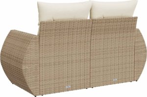 vidaXL Sofa ogrodowa z poduszkami, 2-osobowa, beż, polirattan 6