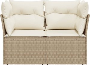 vidaXL Sofa ogrodowa z poduszkami, 2-osobowa, beż, polirattan 4