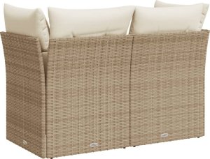 vidaXL Sofa ogrodowa z poduszkami, 2-osobowa, beż, polirattan 6