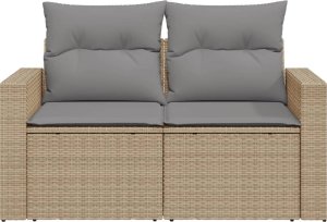 vidaXL Sofa ogrodowa z poduszkami, 2-osobowa, beż, polirattan 4