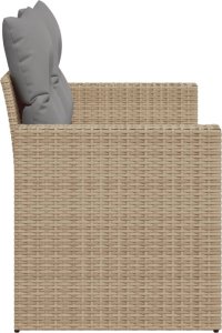 vidaXL Sofa ogrodowa z poduszkami, 2-osobowa, beż, polirattan 5