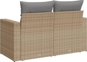 vidaXL Sofa ogrodowa z poduszkami, 2-osobowa, beż, polirattan 6