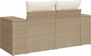 vidaXL Sofa ogrodowa z poduszkami, 2-osobowa, beż, polirattan 6
