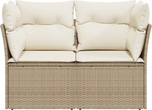 vidaXL Sofa ogrodowa z poduszkami, 2-osobowa, beż, polirattan 4