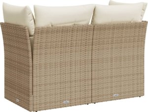 vidaXL Sofa ogrodowa z poduszkami, 2-osobowa, beż, polirattan 6