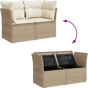 vidaXL Sofa ogrodowa z poduszkami, 2-osobowa, beż, polirattan 9