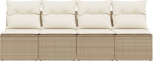 vidaXL Sofa ogrodowa z poduszkami, 4-osobowa, beż, polirattan 4