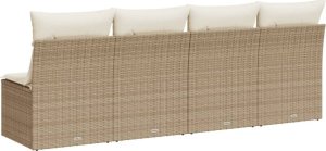 vidaXL Sofa ogrodowa z poduszkami, 4-osobowa, beż, polirattan 6