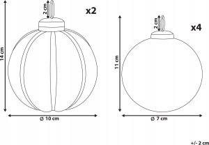 Beliani Zestaw 6 bombek szklanych czerwony ARGENTIN 3