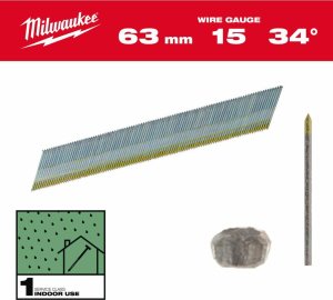 Milwaukee MILWAUKEE FINISHING PINS, 15G, D-TYPE HEAD 63mm GALVANIZED FOR M18 CN15GA /2200 pcs. 1