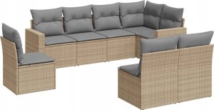 vidaXL 8-częściowy zestaw mebli ogrodowych z poduszkami, beżowy, polirattan 2