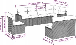 vidaXL 8-częściowy zestaw mebli ogrodowych z poduszkami, beżowy, polirattan 3