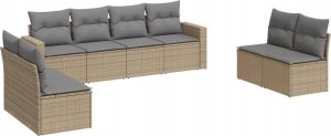 vidaXL 8-częściowy zestaw mebli ogrodowych z poduszkami, beżowy, polirattan 17