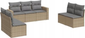 vidaXL 8-częściowy zestaw mebli ogrodowych z poduszkami, beżowy, polirattan 2