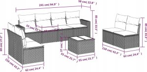 vidaXL 8-częściowy zestaw mebli ogrodowych z poduszkami, beżowy, polirattan 8