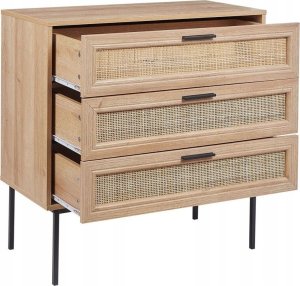 Beliani Komoda 3 szuflady fronty rattanowe jasne drewno PASCO 3