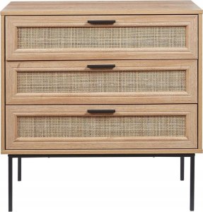 Beliani Komoda 3 szuflady fronty rattanowe jasne drewno PASCO 4