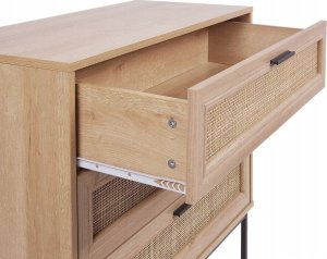 Beliani Komoda 3 szuflady fronty rattanowe jasne drewno PASCO 6