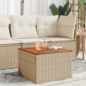 vidaXL Stół ogrodowy, beżowy 55x55x37 cm, rattan PE i drewno akacjowe Lumarko! 1