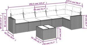 vidaXL 7-częściowy zestaw wypoczynkowy do ogrodu, z poduszkami, szary 3