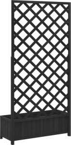 vidaXL Donica z trejażem, czarna, lite drewno jodłowe 5