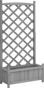 vidaXL Donica z trejażem, szara, lite drewno jodłowe 2