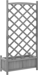 vidaXL Donica z trejażem, szara, lite drewno jodłowe 6