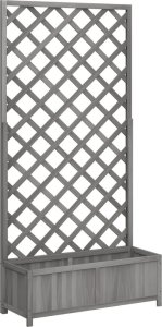 vidaXL Donica z trejażem, szara, lite drewno jodłowe 2