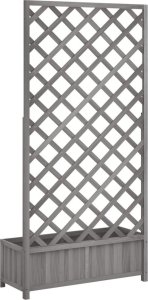 vidaXL Donica z trejażem, szara, lite drewno jodłowe 6