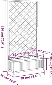 vidaXL Donica z trejażem, szara, lite drewno jodłowe 8