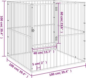 vidaXL Kojec dla psa, 4 panele, czarny, stal galwanizowana 9