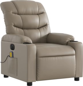 vidaXL vidaXL Rozkładany fotel masujący, elektryczny, cappuccino, ekoskóra 4