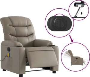 vidaXL vidaXL Rozkładany fotel masujący, elektryczny, cappuccino, ekoskóra 6