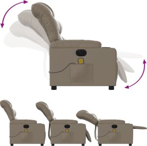 vidaXL vidaXL Rozkładany fotel masujący, elektryczny, cappuccino, ekoskóra 7