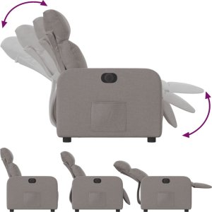 vidaXL vidaXL Elektryczny fotel rozkładany, kolor taupe, obity tkaniną 7