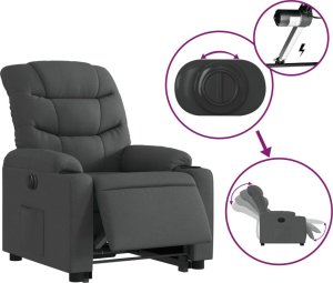 vidaXL vidaXL Podnoszony fotel masujący, elektryczny, rozkładany, ciemnoszary 6