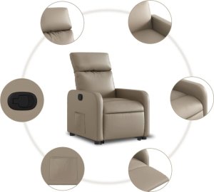 vidaXL Podnoszony fotel rozkładany, cappuccino, obity sztuczną skórą 7