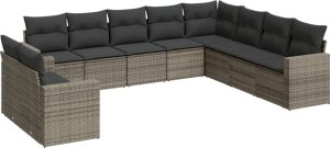 vidaXL 10-częściowy zestaw wypoczynkowy do ogrodu, z poduszkami, szary 2