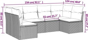vidaXL 6-częściowy zestaw mebli ogrodowych z poduszkami, czarny polirattan 3