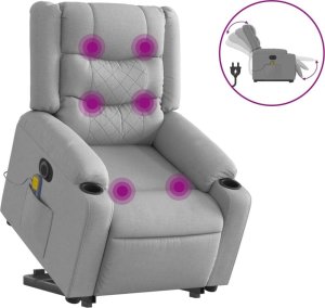 vidaXL Podnoszony fotel masujący, elektryczny, rozkładany, jasnoszary 2