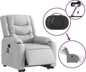 vidaXL Podnoszony fotel masujący, elektryczny, rozkładany, jasnoszary 5