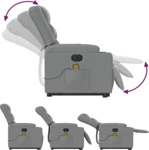 vidaXL Podnoszony fotel masujący, elektryczny, rozkładany, jasnoszary 6
