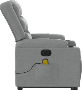 vidaXL Podnoszony fotel masujący, elektryczny, rozkładany, jasnoszary 9