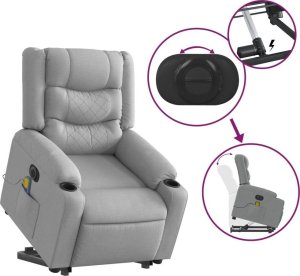 vidaXL Podnoszony fotel masujący, elektryczny, rozkładany, jasnoszary 10